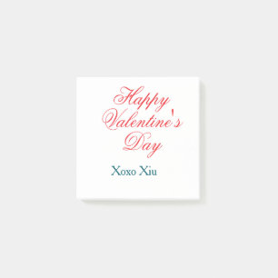 Happy Valentine's day red blue xoxo love name Post-it Notes