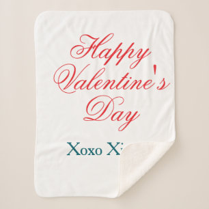 Happy Valentine's day red blue xoxo love name Sherpa Blanket