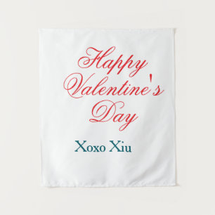 Happy Valentine's day red blue xoxo love name  Tapestry