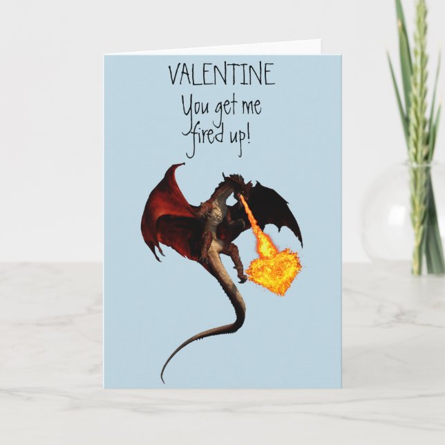 Happy Valentine's day Red Dragon Fire Heart Card (Front)