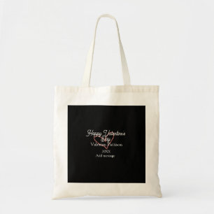 Happy Valentine's day red glitter heart black name Tote Bag