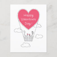 Happy Valentine's Day Red Heart Balloon Couple