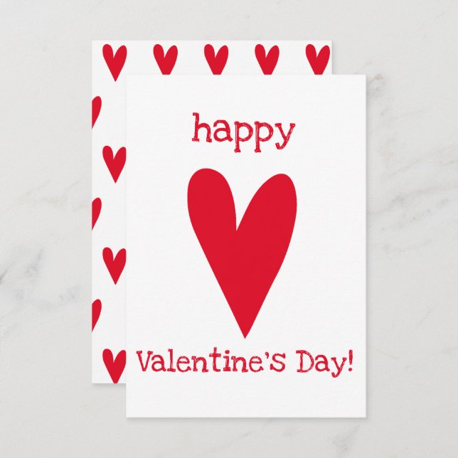 Happy Valentine's Day! Red Heart Card (Front/Back)