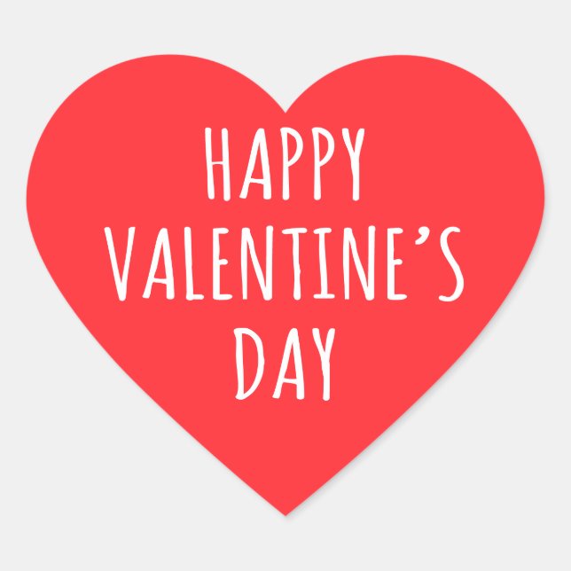 Happy Valentine's day red heart Heart Sticker (Front)