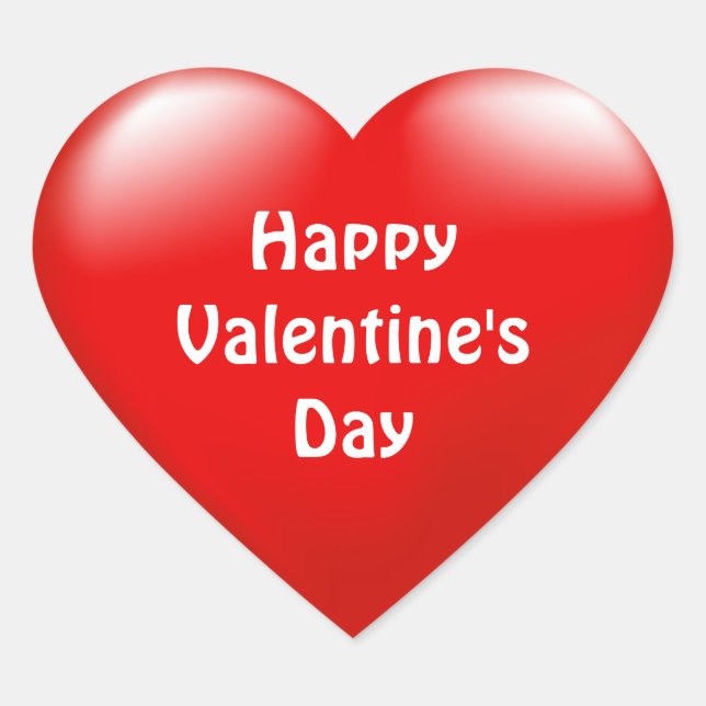 Happy Valentine's Day Red Heart  Love  Sticker (Front)
