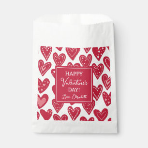 Happy Valentines Day Red Heart Pattern Favour Bags