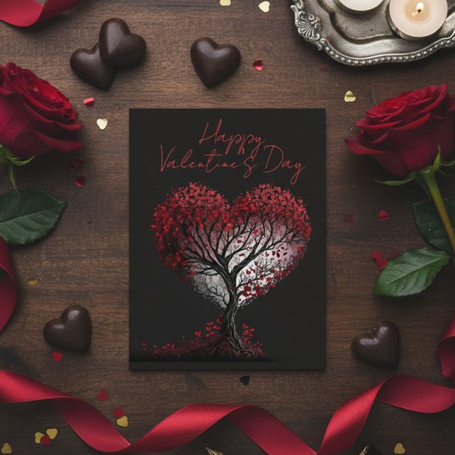 Happy Valentine's Day Red Heart Tree  Postcard (Creator Uploaded)