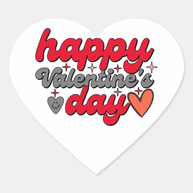 Happy Valentine's Day  Red Heart with Love   Sticker (Front)