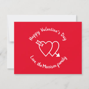 Happy Valentine's Day red hearts custom script Holiday Card