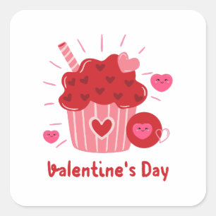 Happy Valentine's Day -Red Hearts Cute Images Square Sticker