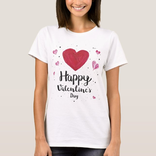 Happy Valentine's Day Red Hearts Love Adorable T-Shirt (Front)