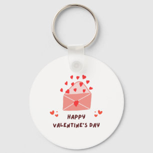 Happy Valentine's Day -Red Hearts Love Images Key Ring