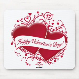 Happy Valentine's Day! Red Hearts Mouse Pad