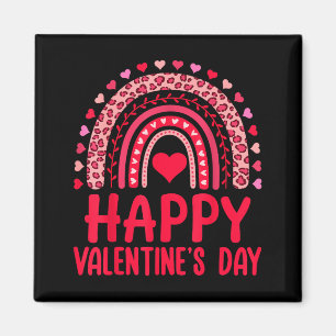 Happy Valentines Day Red Hearts Rainbow Leopard Wo Magnet
