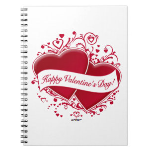 Happy Valentine's Day! Red Hearts Spiral Notebook