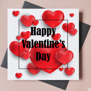 Happy Valentine's Day Red Love Hearts Holidays Holiday Card