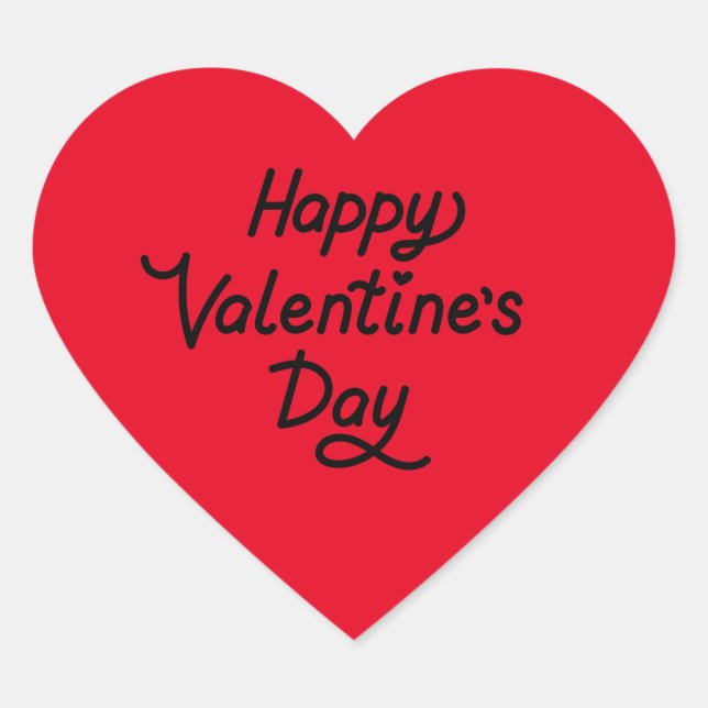Happy Valentine's Day Red Personalise Heart  Sticker (Front)