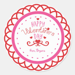 Happy Valentine's Day Red & Pink Cute Sticker