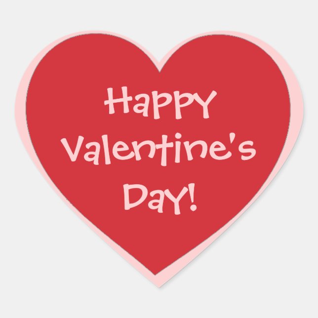 Happy Valentine's Day red pink heart stickers (Front)