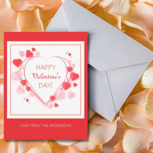 Happy Valentine's Day Red Pink Hearts Typography Holiday Card