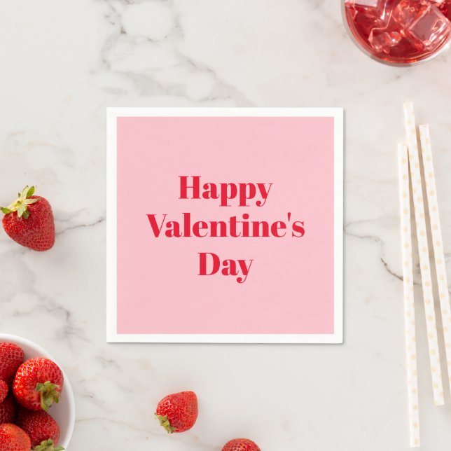 Happy Valentine's day, red pink party paper Napkin (Insitu)
