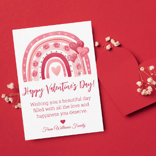 happy valentines day,red pink rainbow holiday card