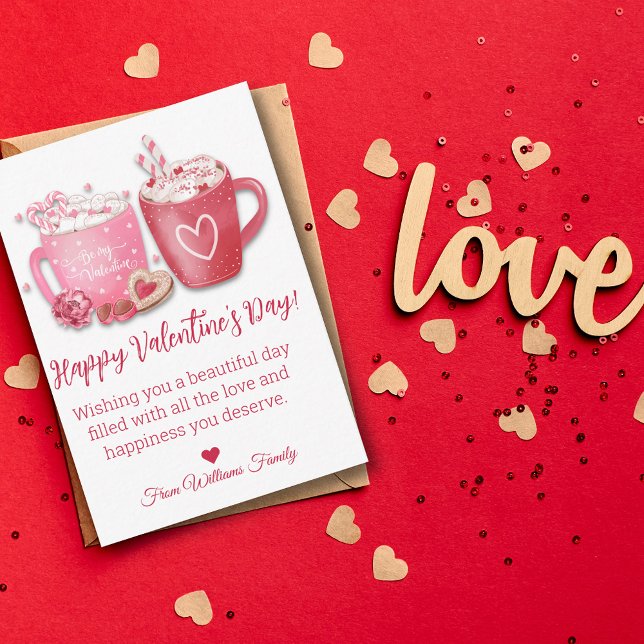 happy valentines day,red pink romantic 2 mugs  card (Creator Uploaded)
