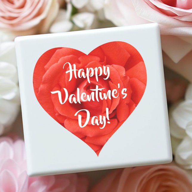 Happy Valentine's Day red rose Heart Sticker (Happy Valentine's Day red rose Heart Sticker)