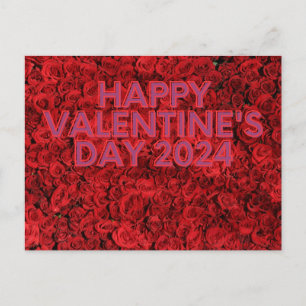 Happy valentine's day red rose postcard