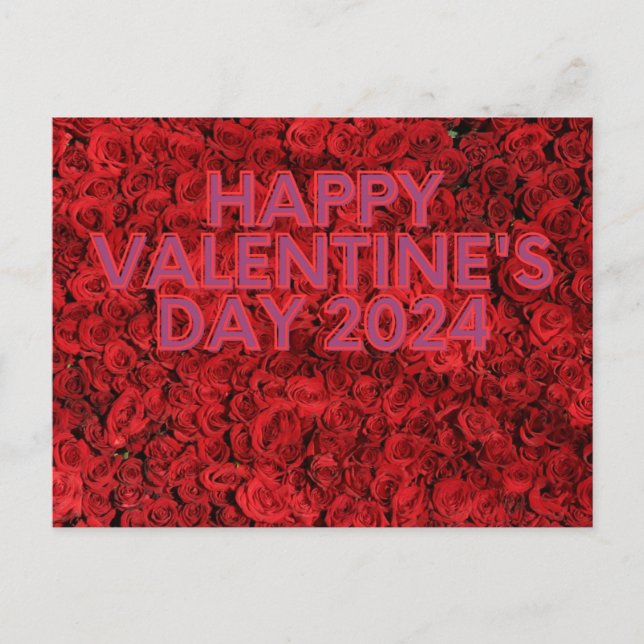 Happy valentine's day red rose postcard (Front)