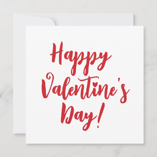 Happy Valentine's Day red script typography modern Card (Front)