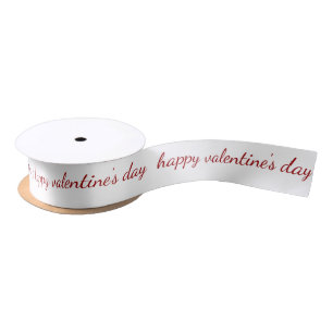 Happy Valentine's Day Red Script Typography Satin Ribbon
