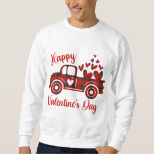 Happy Valentine's Day Red Truck Heart Love Hearts  Sweatshirt