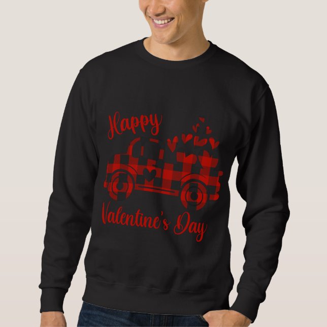 Happy Valentine's Day Red Truck Heart Love Hearts  Sweatshirt (Front)