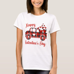 Happy Valentine's Day Red Truck Heart Love Hearts T-Shirt