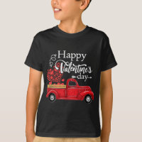 Happy Valentine's Day Red Truck Pickup Red Plaid H