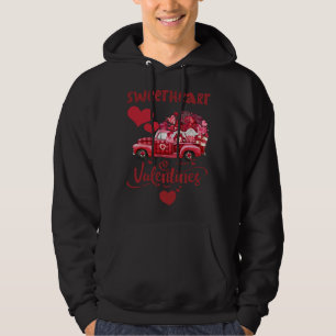 Happy Valentine's Day Red Truck With Letters Posta Hoodie