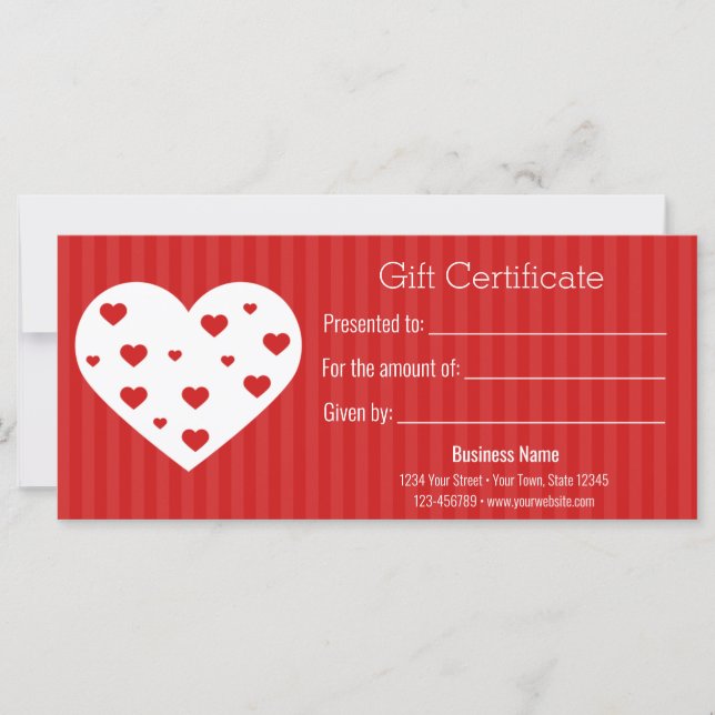 Happy Valentine's Day Red White Hearts Gift Card (Front)