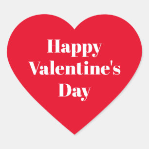 Happy Valentine's Day, Red white Valentine's day Heart Sticker