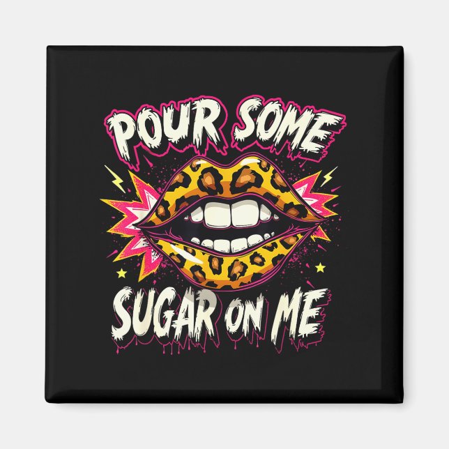 Happy Valentine's Day Retro Leopard Lips Ur Some S Magnet (Front)