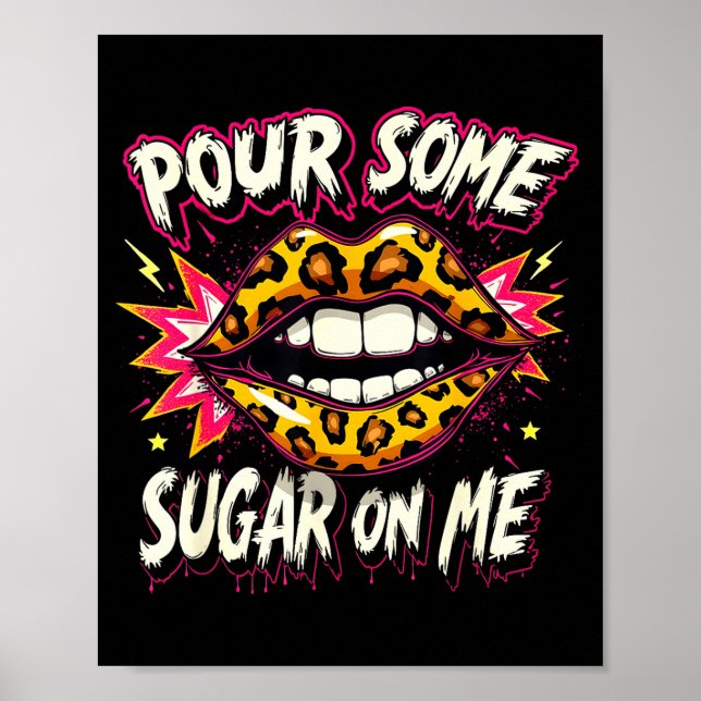 Happy Valentine's Day Retro Leopard Lips Ur Some S Poster (Front)