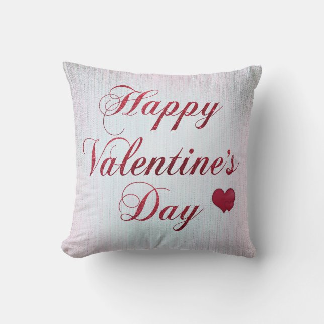 Happy Valentine's Day Reversible Decorative Pillow (Front)