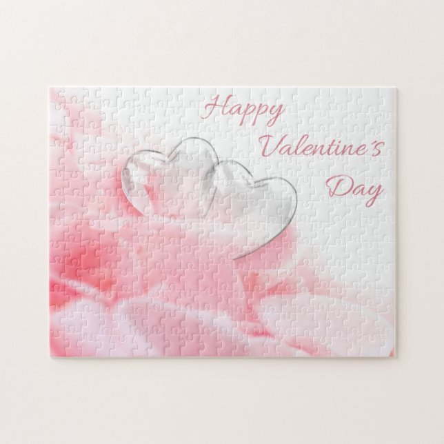 Happy Valentine's Day Romantic Glass Hearts Jigsaw Puzzle (Horizontal)