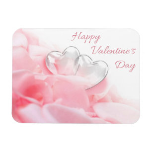Happy Valentine's Day Romantic Glass Hearts Magnet