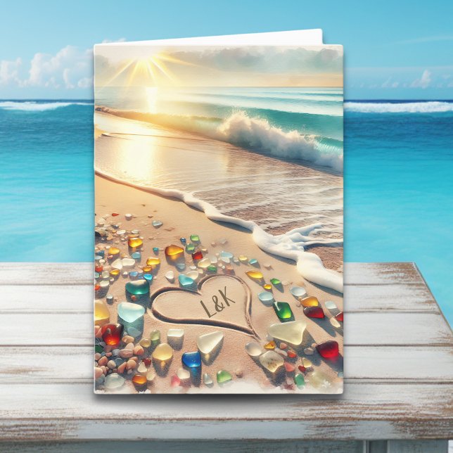 Happy Valentine's Day | Romantic Ocean Sea Glass Card (Creator Uploaded)