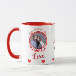 Happy Valentine's Day Romantic Red Hearts Photo  Mug