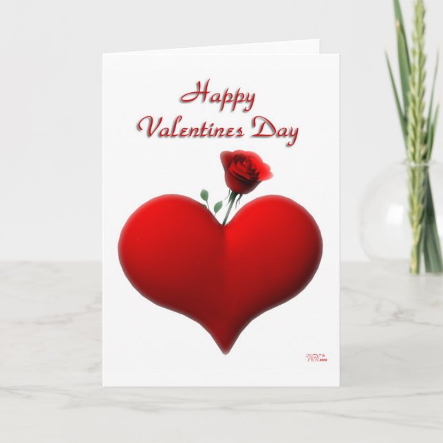 Happy Valentines Day - rose (blank) Holiday Card (Front)
