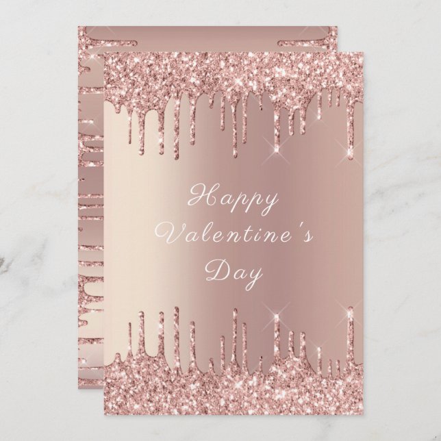 Happy Valentine's Day - Rose Gold Blush Glitter  (Front/Back)