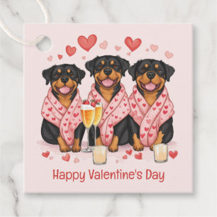 Happy Valentines Day Rottweiler Dogs Favour Tags