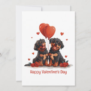 Happy Valentines Day Rottweiler Dogs Holiday Card